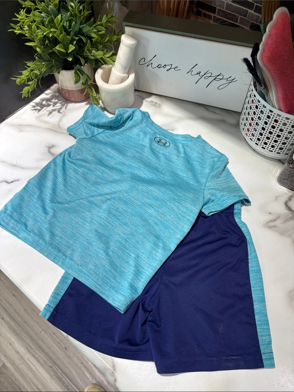 Under Armour Light Blue & Navy Boys Active Wear Set